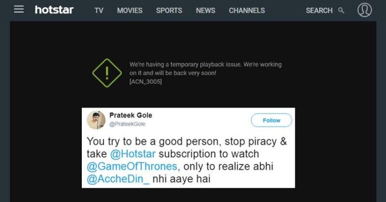 Hotstar Site Crashes On Game Of Thrones Premier Leaving Users In Anger!