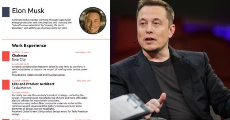 This One-Page Elon Musk Resume Will Give You CV Writing Goals