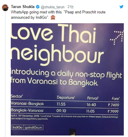 IndiGo Launches New Bangkok To Varanasi Flights, Social Media Calls It 'Paap & Praschit' Route