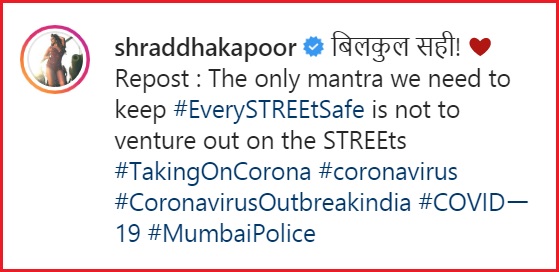 Mumbai Police Shares Coronavirus Meme Based On “Stree”. Shraddha Kapoor Reposts